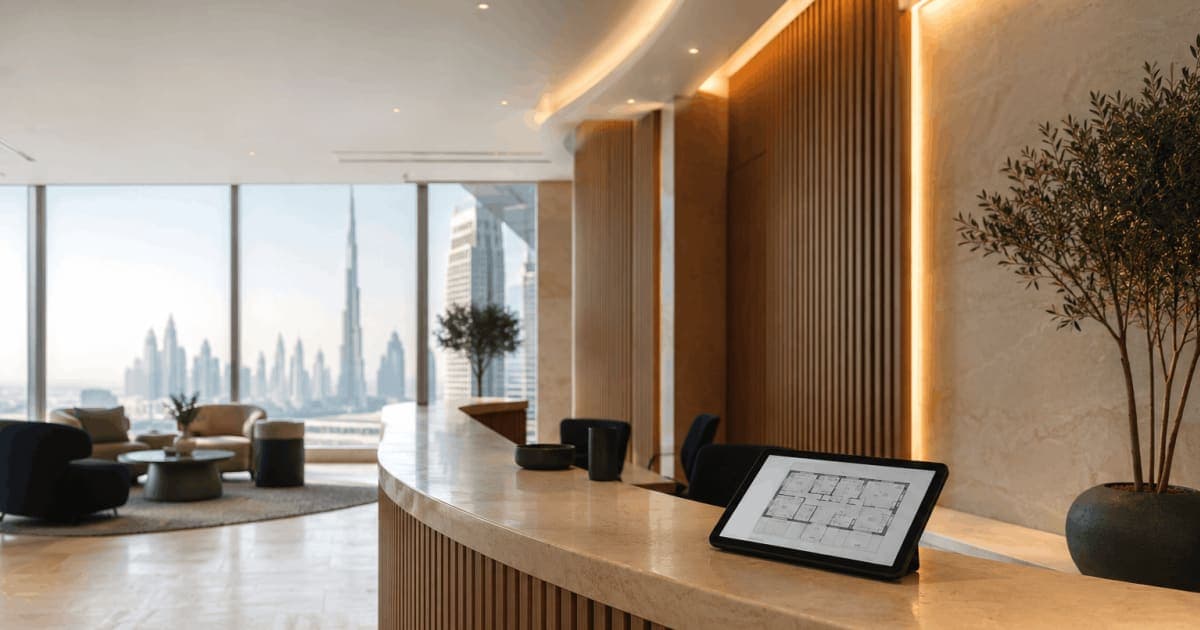 Reception area of a licensed medical clinic in Dubai during a facility inspection