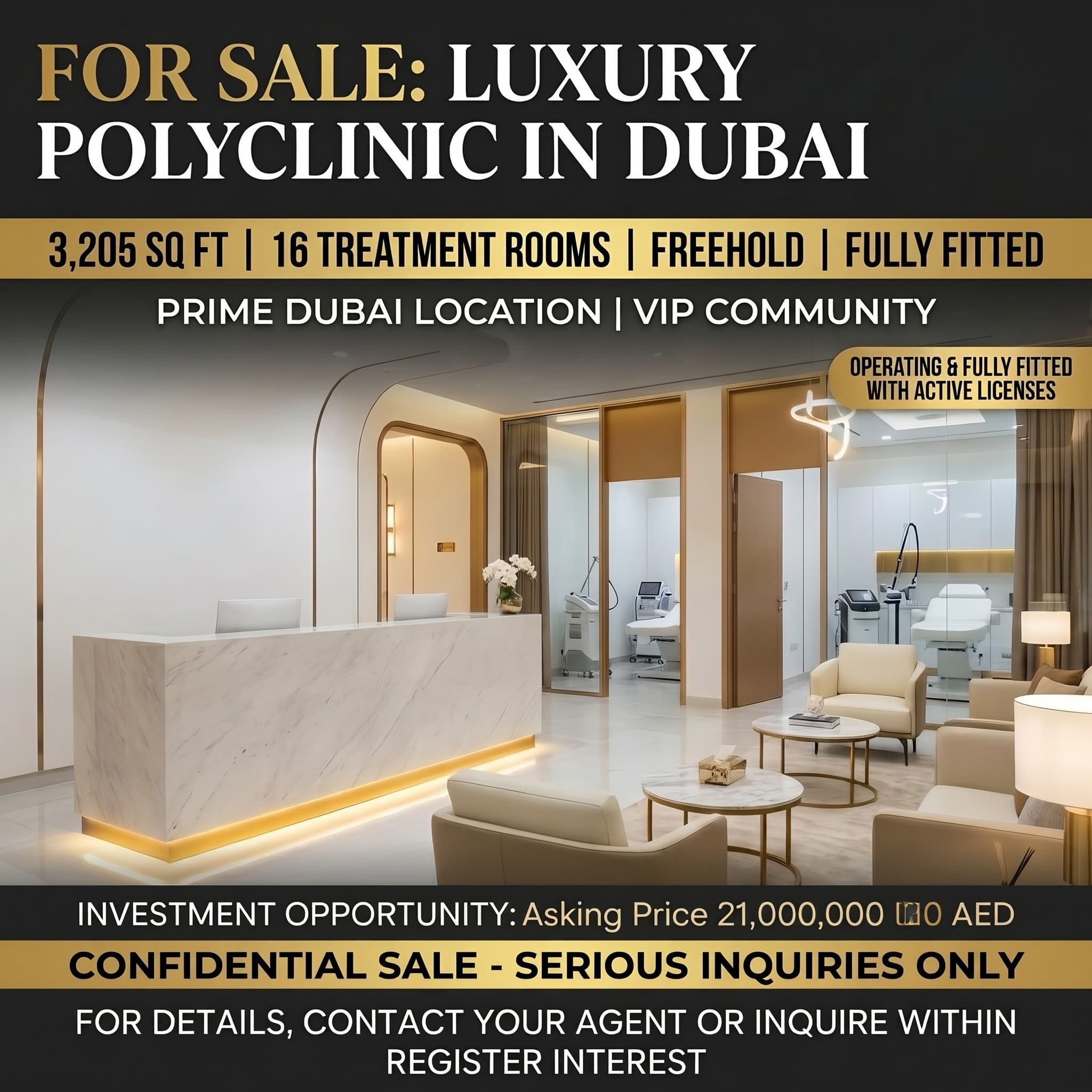FOR SALE: Turnkey Luxury Polyclinic & Aesthetic Center | Prime Dubai Location (Freehold) main view
